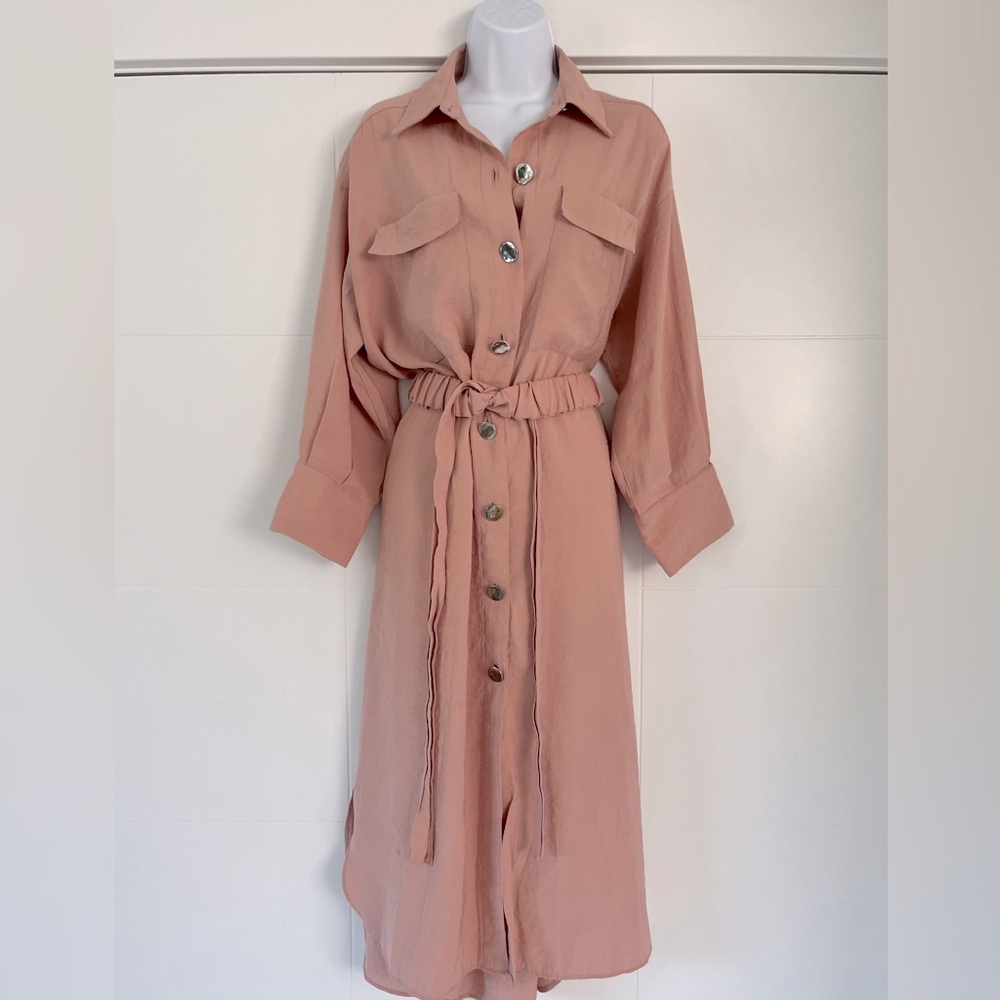 Zara/ Oversized, Long Sleeved Shirt Maxi Dress/ Button Up/ Size US M - Picture 2 of 12